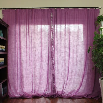 

Finished curtain 170x260cm French american lace decoration living room curtain double layer curtain purple color