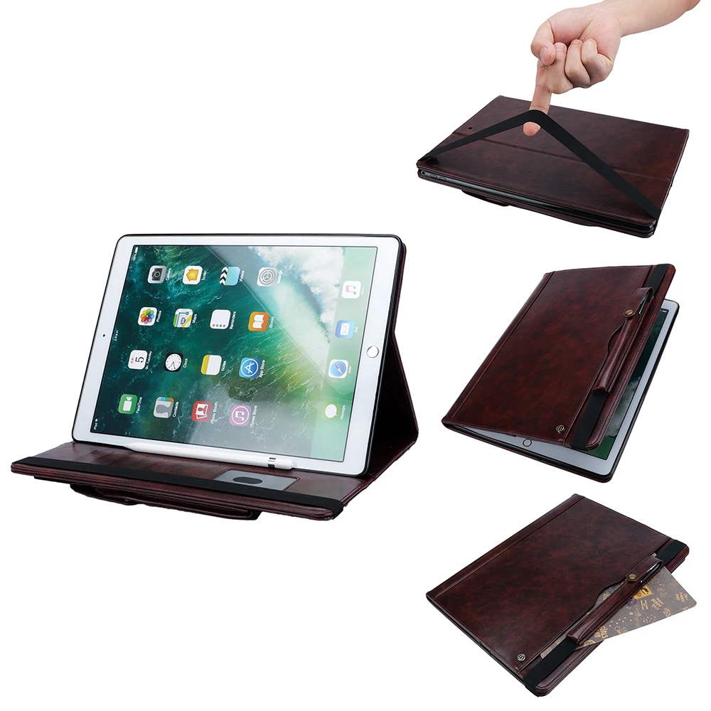 

Kickstand Double Row Card Solt Case For iPad Pro 12.9 2016 Shockproof With Pen Holder Leather Smart Cover for iPad Pro 12.9 2016