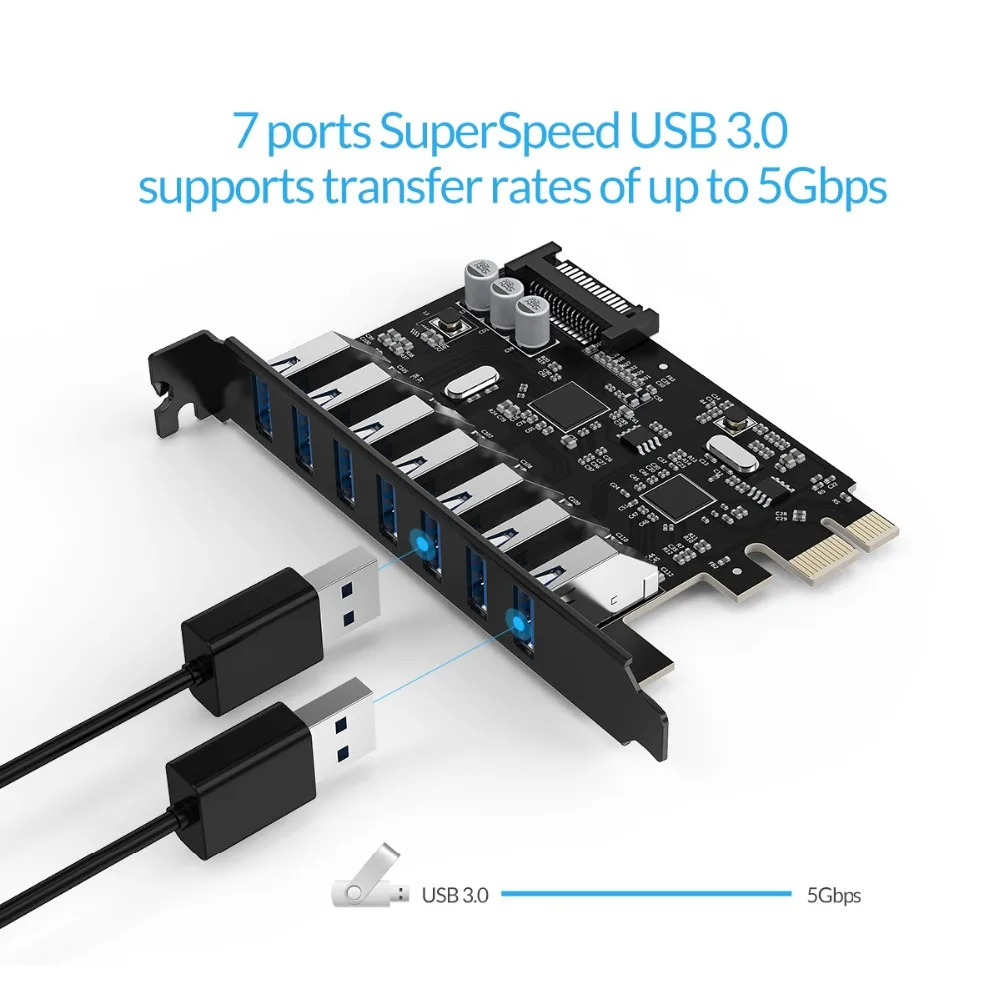 Высокоскоростная экспресс карта ORICO с 7 портами USB3.0 5 Гбит/с PCI E 15 контактным