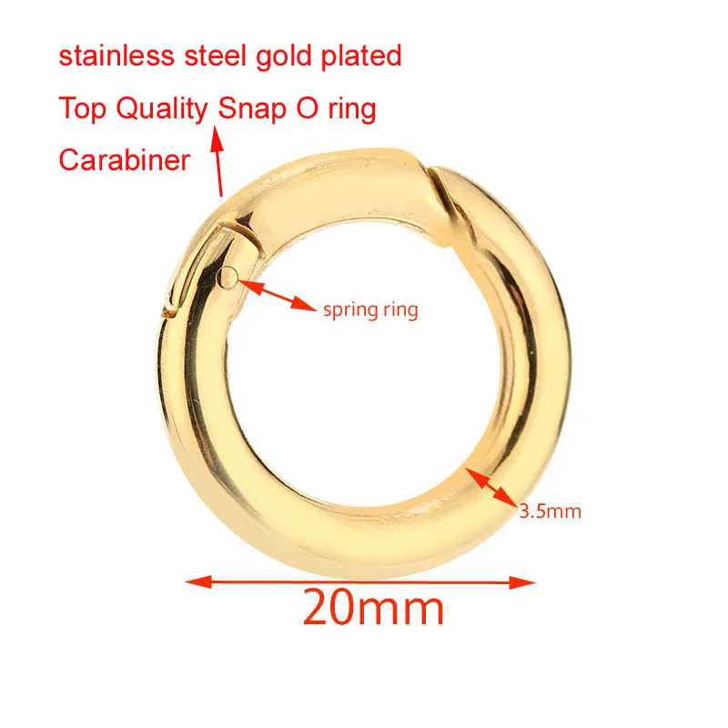 

1PCS O Ring buckle Locking Carabiner stainless steel Round Carabiner Spring Snap Clips Hook Keychain Keyring Buckle Gold Silver