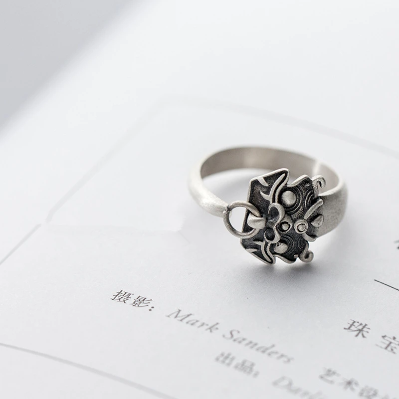 Настоящее 925 тайское серебряное кольцо в стиле панк с головой льва, кольца в виде животных, винтажные кольца для мужчин, ювелирные изделия