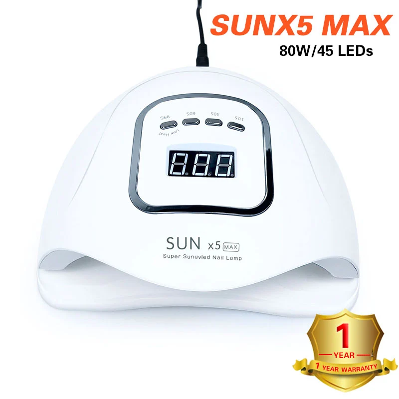 

SUNX5 MAX 80W UV LED Gel Nail Dryer New Upgraded with LCD Timer and Infrared Sensor 45 Leds Ultraviolet Nail Lamp for Gel Polish