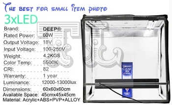 

3PCS LED DHL/TNT FREE SHIPPING 60cm PHOTO TENT TABLE PHOTOGRAPHY SOFT BOX KIT with LED light 60X60CM 23inch