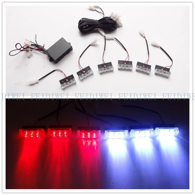 

03019 Style Car 12V 3X6LED 18LED Red Stroboscopic Light with 3 Mode Controller car flash light emergency warning light car auto