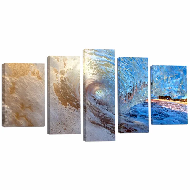 5 Pieces Ocean Wave Wall Art Canvas Painting Waves Artwork Pure 5 Pieces Ocean Wave Wall Art Canvas Painting Waves Artwork Pure For Living