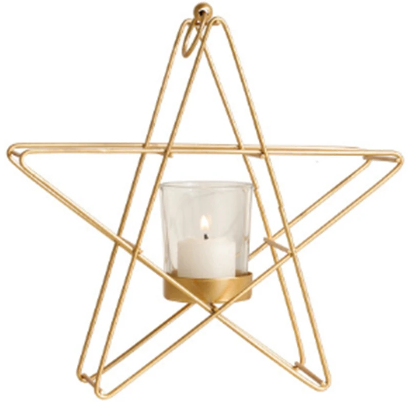 

New-Nordic Style Candlestick Metal Candle Holder Wedding Home Decor Simple Five-Pointed Star Candlestick Romantic Personality