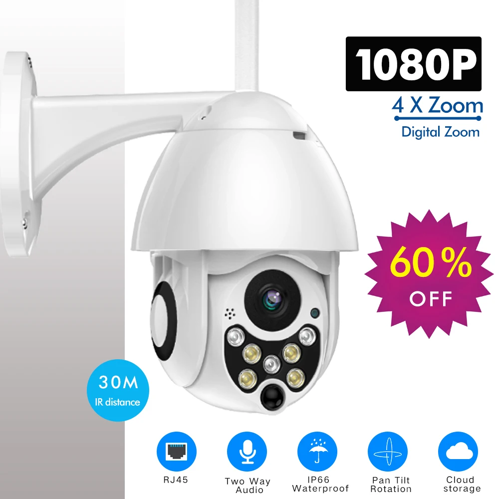 SDETER 1080P 2MP Беспроводная PTZ IP камера наружная скоростная купольная CCTV Камера Безопасности s 4X зум ИК Ночное Видение аудио P2P камера wifi