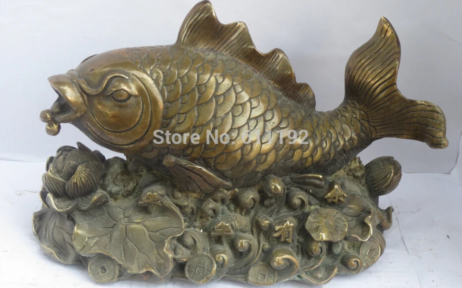 

Antique FengShui home decor Lucky Fish sculpture Metal crafts,Copper coin statue
