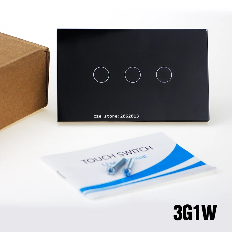 

US Standard 3 Gang 1 Round Type Way Relay Touch Switch Wall Light Controler Smart Home Automation