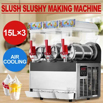 

Slush Slushy Making Machine 15L X 3 Tanks Frozen Drink Slush Machine Commercial Smoothie Maker with Spigot(3 Tank)