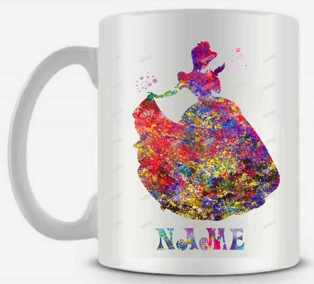 

Princess Cinderella Ceramic white coffee tea milk mug cup funny novelty travel custom morphing mugs personalized gifts for kids