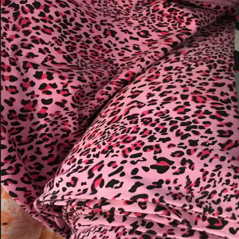 Good Pink Leopard Fabric Cotton Lycra Knitted Stretch Good Pink Leopard Fabric Cotton Lycra Knitted Stretch Dot Print Diy Patchwork Sewing Autumn Clothing In From Home Garden