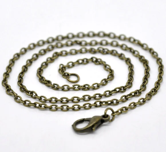 DoreenBeads 12 бронзовые ожерелья цепочки с застежкой лобстером 2x3 мм 18 дюймов (B14104)|chain