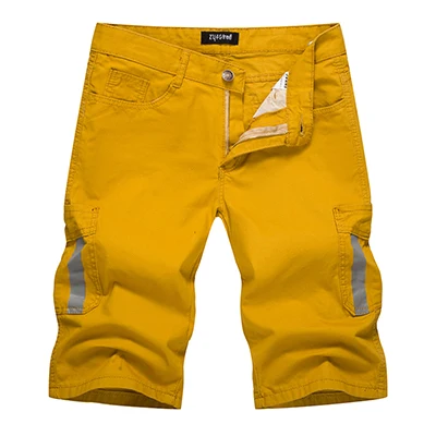 Новинка, мужские джинсовые шорты, модные летние Стильные повседневные мужские тонкие однотонные шорты до середины икры, большие размеры - Цвет: Цвет: желтый