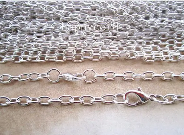 

Free shipping Wholesale 70cm silver" 0" shape Link chain 4mmx5 mm with lobster clasp 50pieces/lot