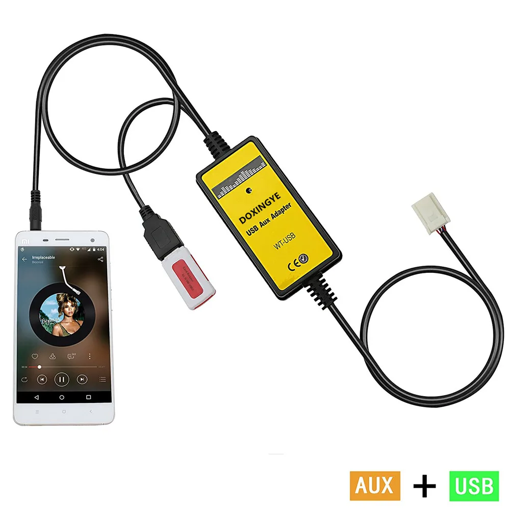 6 + 6-контактный автомобильный Радио цифровой USB MP3 интерфейс CD Changer адаптер с 3,5 мм вход AUX для TOYOTA LEXUS Corolla серии