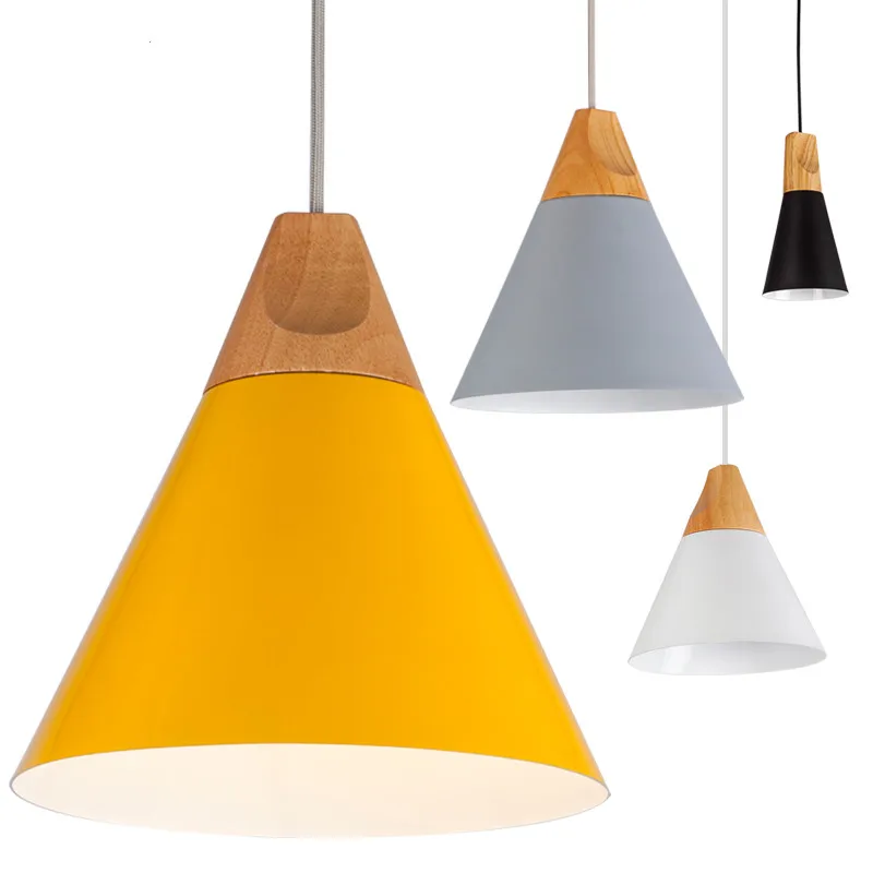 

Modern Wood Pendant Lights Minimalist design shade Luminaire Dining Room Lights Pendant Lamp