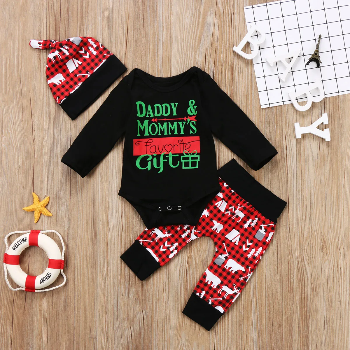 3 шт. комплект одежды для мальчиков и девочек 0 18 месяцев|xmas clothes|baby 3baby boy |