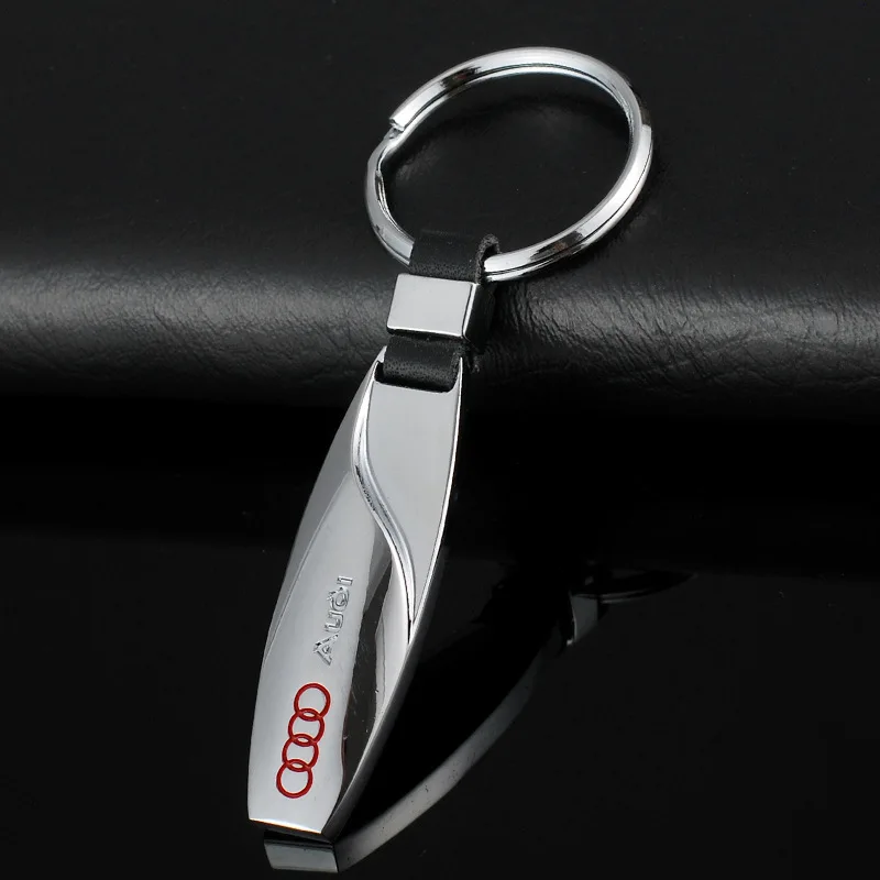 

Metal keychain Car Logo Key chain Leather Keychains Water drop shape key holder keychains for Audi
