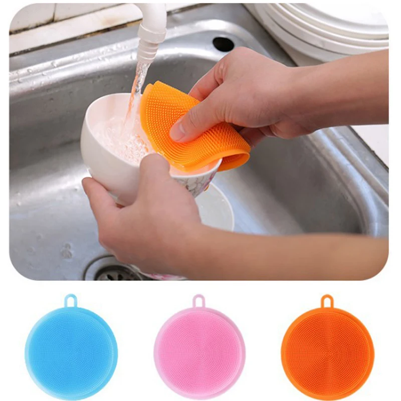 

Hot Magic Silicone Dish Bowl Cleaning Brush Multifunction Scouring Pad Pot Pan Wash Brushes Kitchen Cleaner Washing Tool