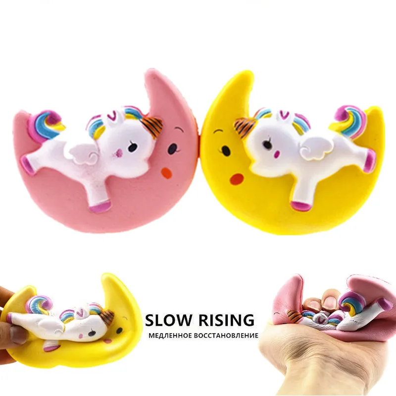 Licorne Jumbo mignon Kawaii doux Squishy lune serrer Squishi jouet lente augmentation pour les enfants soulage Stress anxiété accessoires