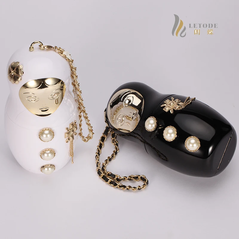 

2019 Russian doll bag acrylic roly-poly women purse beads cartoon tote design wedding evening clutch bags ladies handbags wallet