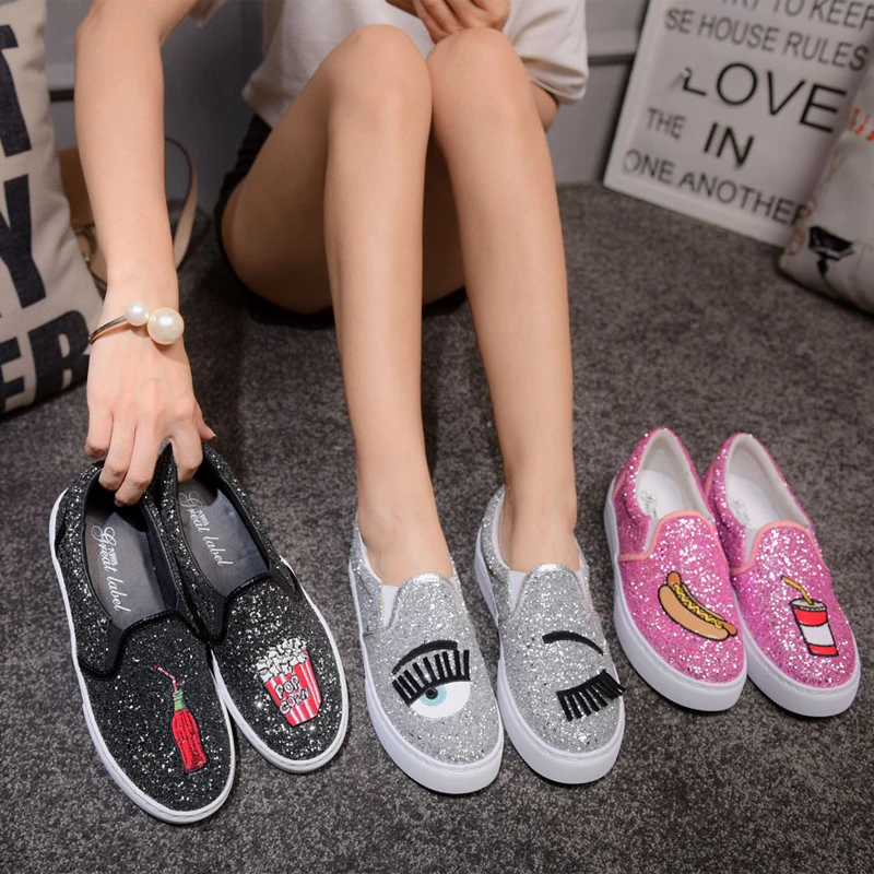 Français Cuir 7 Chaussures 2 8 10colourful Femmes Ronde hambourg 5 Multicolore 1 Mode Grands Plat Toe Sur En Tissu Paillettes 4 6 Mocassins Yeux Véritable Slip Frites 3 9 UVpqzSMG