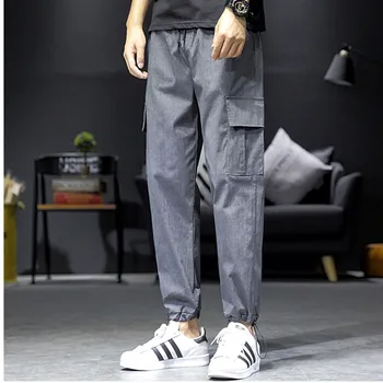 

Male Big Side Pockets High Quality Solid Sweatpant Casual Loose Pants Fashion Slim Baseball Men Hip Pop Pant Plus Size M-5XL