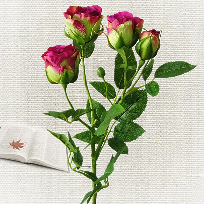 4 Branchs Rose Bud Artificial Flowers For Wedding Simulation Flower Home Vase Hotel Props party decor Valentine's gift 4 Branchs Rose Bud Artificial Flowers For Wedding Simulation Flower Home Vase Hotel Props party decor Valentine's gift