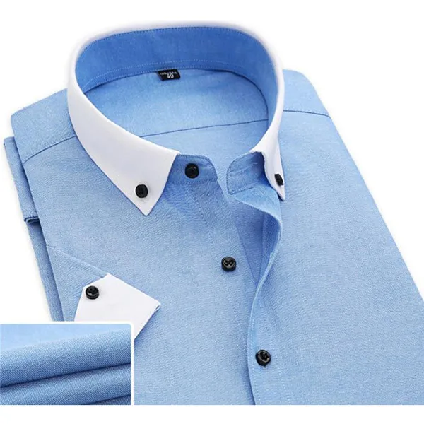 Лоскутное Для мужчин Рубашки для мальчиков короткий рукав Мода г. Брендовое платье рубашка Slim Fit Бизнес Повседневное социальный Camisas Hombre Hemden x165 - Цвет: 1105