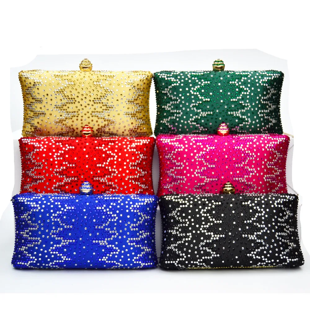

Elegant Fashion Bags Ladies Luxury Bags Gold Silk Satin Crystal Inlay Wedding Bride Evening Bags Day Clutches