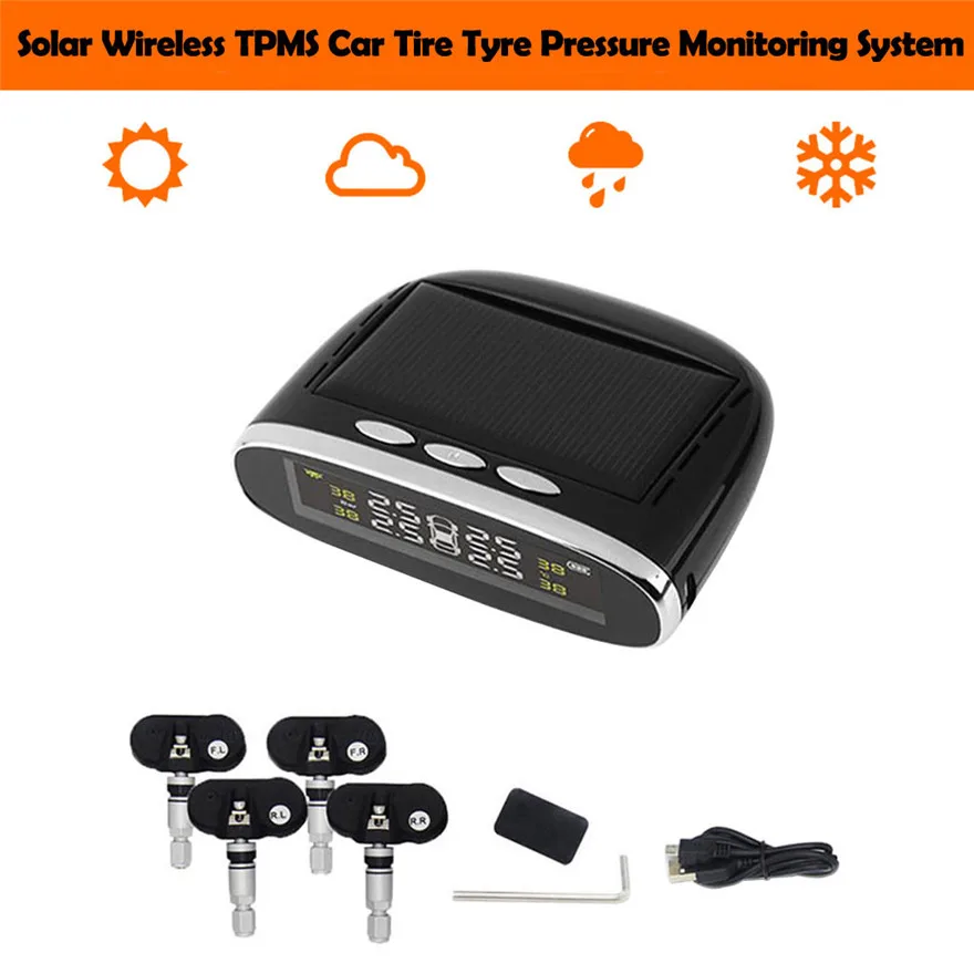 Новые удобные солнечные Беспроводной TPMS автомобильные шины покрышки Давление мониторинга Системы/4 внутренняя Сенсор практичный, высококачественный прочный l5