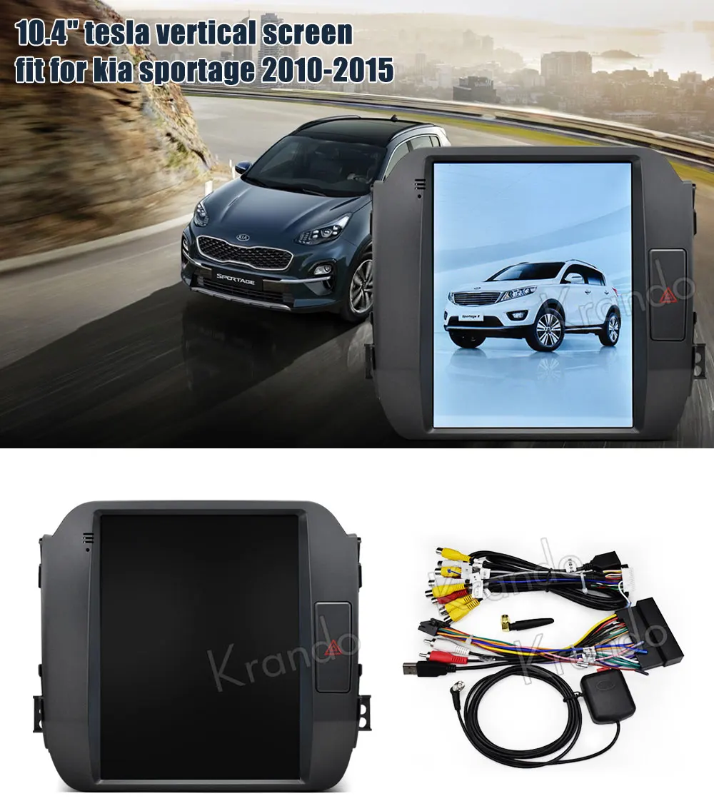 Top Krando Android 8.1 10.4" Vertical tesla style big screen for kia sportage 2010 2011 2012 2013 2014 2015 car navigation system 10