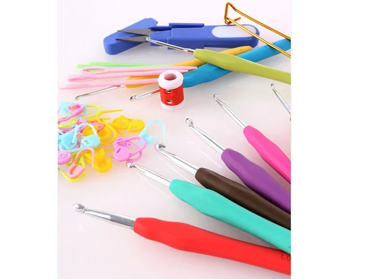 9 шт цветная мягкая ручка металлический алюминиевый набор инструментов для вязания крючком ила для шерсти ручной крючок для вязания