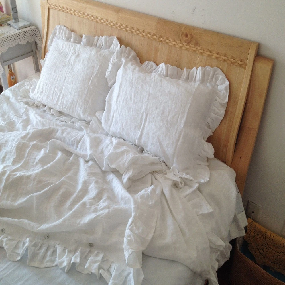 Shabby Natural 100 Ruffled Pure French Linen Duvet Cover Queen Ruffle Washed Linen Bedding Children King Size Bed Covers Linen Duvet Natural Linen Duvet Coverqueen Cover Aliexpress