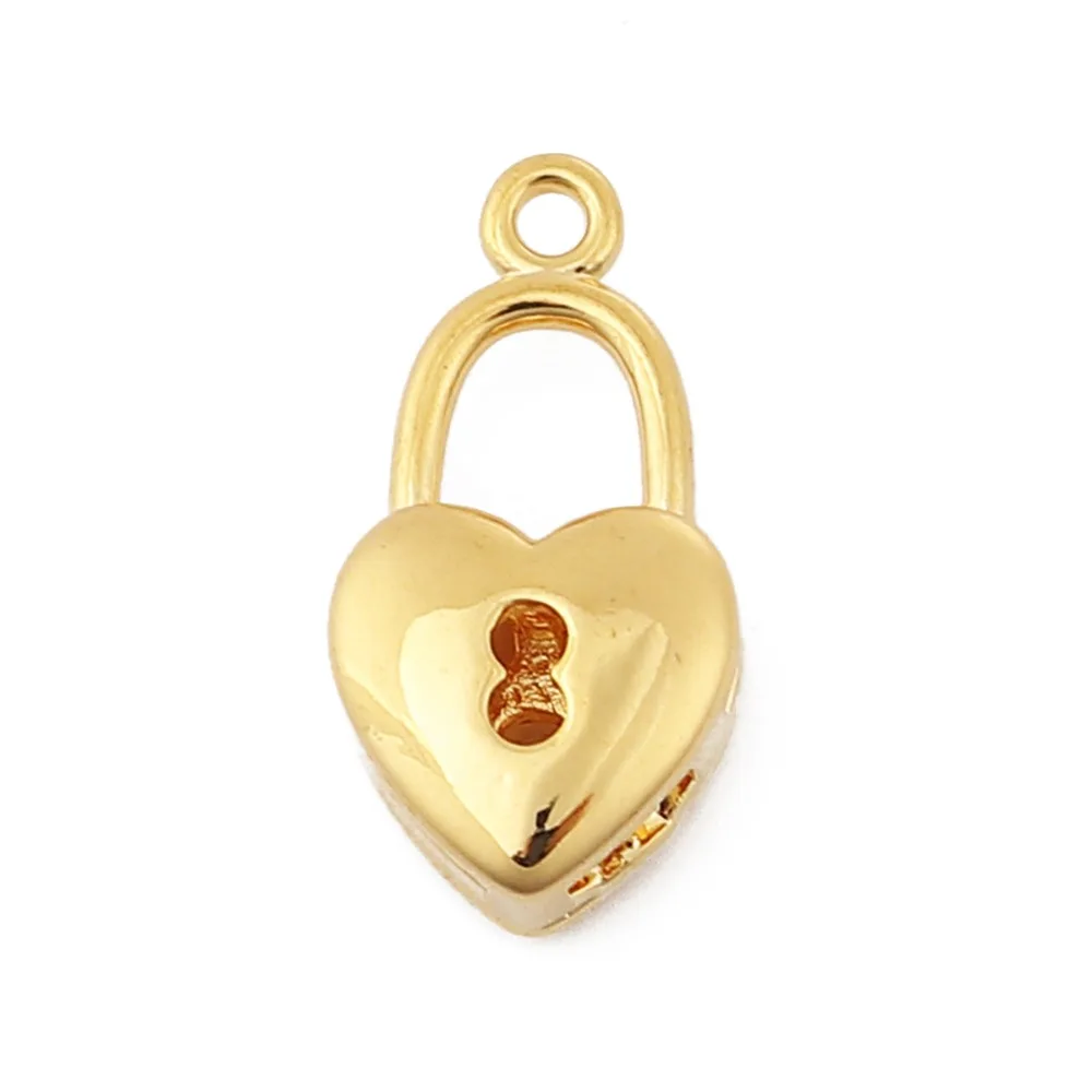 DoreenBeads Copper Charms Pendant Lock Gold Filled Heart Style Jewelry DIY Findings 15mm( 5/8") x 8mm( 3/8"), 3 PCs