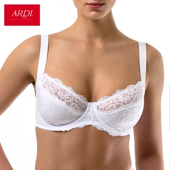 

ARDI Woman's Bra Lace White Large Soft Cup Cotton Lining Big Breast Bras for Women Plus Size Underwear 80 85 90 C D E R2710-12