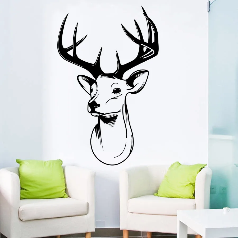 

Newest Art Wall Decals Stags Head Stress Wall Mural For Living Room Art Decoration Trophy Antlers Steer Wall Mural Y-679