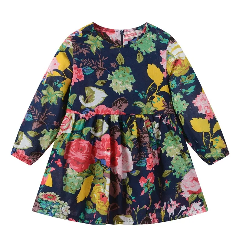 

Fashsiualy Dress For Baby Girl Costumes For Girl Toddler Baby Kids Girls Long Sleeve Floral Print Zipper Princess Dresses