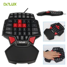 Delux T9 Single Hand Professional PC Game Keyboard Gamer USB Wired Mini Portable Game Key Board