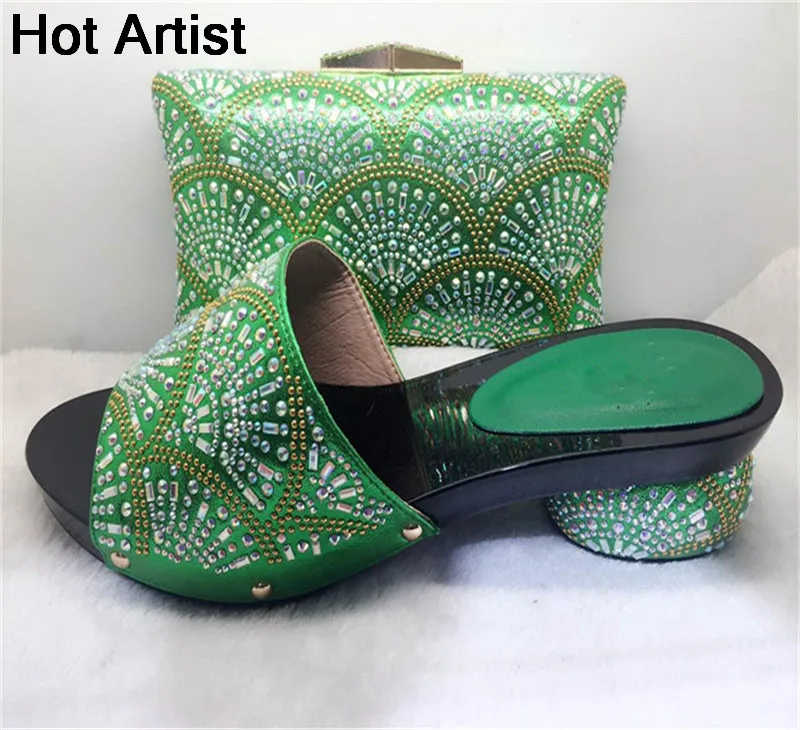 

Hot Artist 2017 New Arrival Summer Style Woman Shoes And Matching Bag Set Fashion Slipper Shoes And Bag Set For Party TYS17-36
