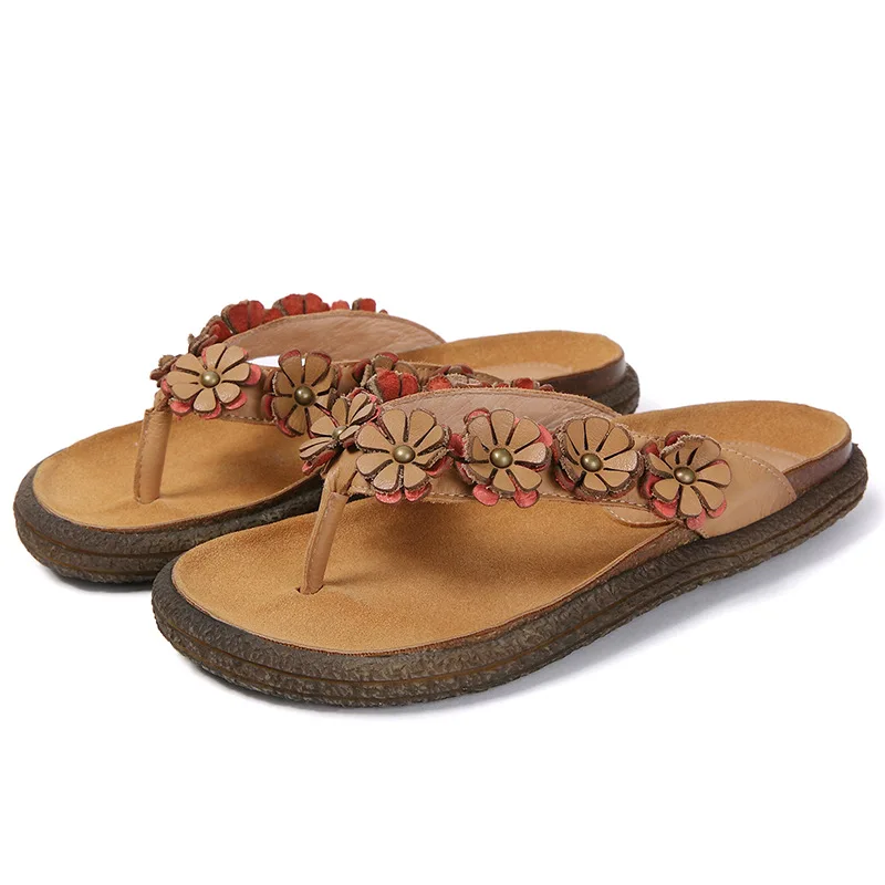 

Women's sandals and slippers summer leather fashion wear beach tendon non-slip flat bottom casual flip flops