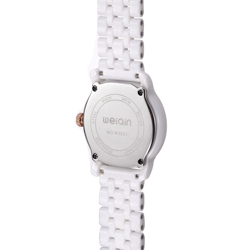 WEIQIN бренд керамика часы браслет для женщин розовое золото со стразами модные