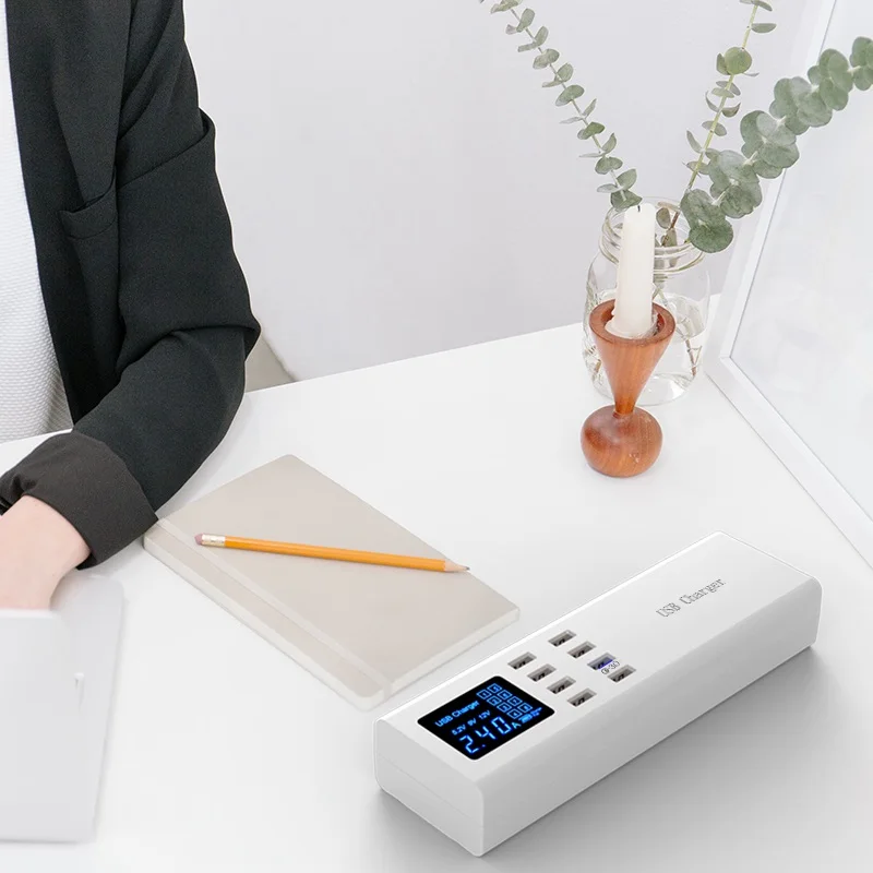 Быстрая зарядка 8 Порты светодиодный дисплей USB Зарядное устройство Quick Charge 3 0
