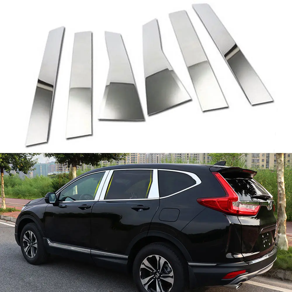 6pcs High Quatily Car Exterior Chrome ABS Car Door Window Pillar Trim