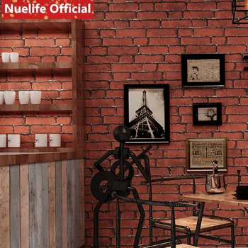 

Chinese retro red brick blue brick antique brick pattern wallpaper study shop living room bedroom bar restaurant wallpaper