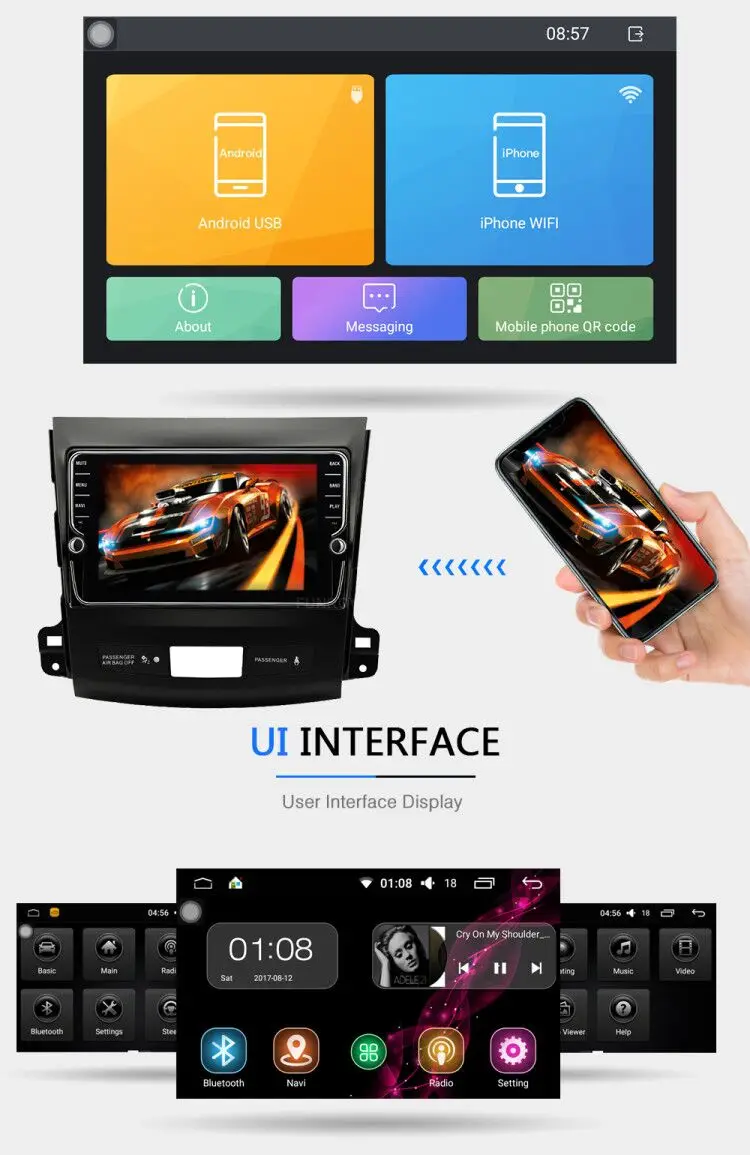 Clearance Funrover IPS 8" Android8.0 Car dvd GPS Player Radio for Mitsubishi Outlander 2008-2014 Peugeot 4007 Citroen C-Crosser 2din radio 23