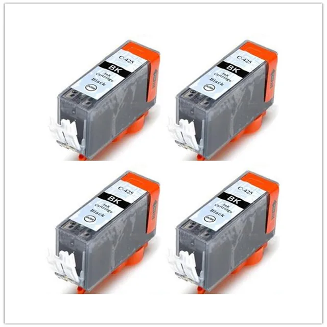 [Hisaint] 4 PK Black Printer Ink Cartridge For Canon 425 PGI 425 For Pixma MG5140 MG6240 MG8240