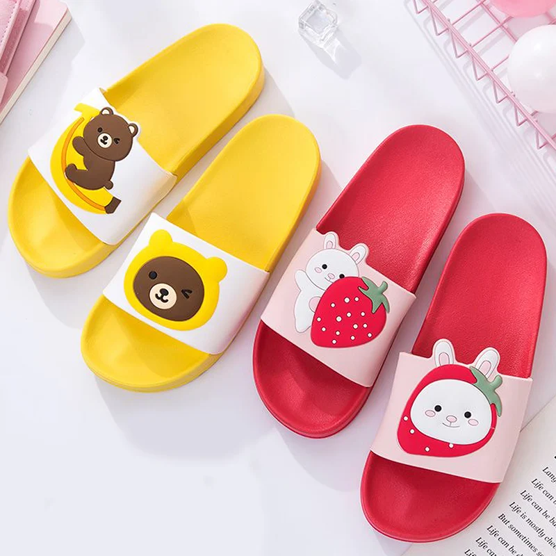 

Summer Cartoon Slides Bear Rabbit Women Slippers Cute Panda Beach Slides Home Slippers Sandals Women Shoes Bothe Flip Flops