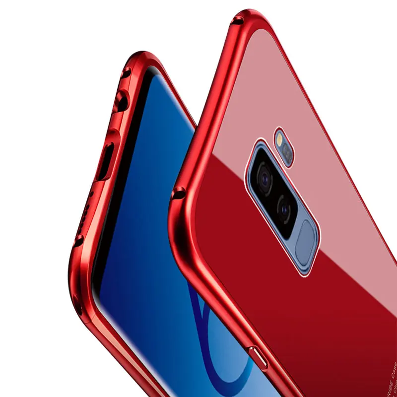 Portefeuille For Galaxy S9 Aluminum Metal Shockproof Bumper Frame Case Tempered Glass Back Cover for Samsung S8 Plus Note 8 Capa (3)